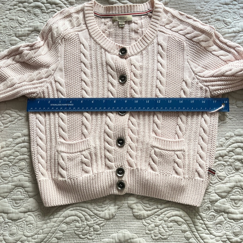 Pink Cable Knit Cropped style Cardigan Sweater - Picture 7 of 10